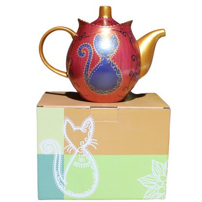 Arty Cat Teapot 1200ml. A unique hand painted teapot.