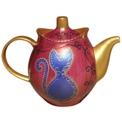 Arty Cat Teapot 1200ml. A unique hand painted teapot.